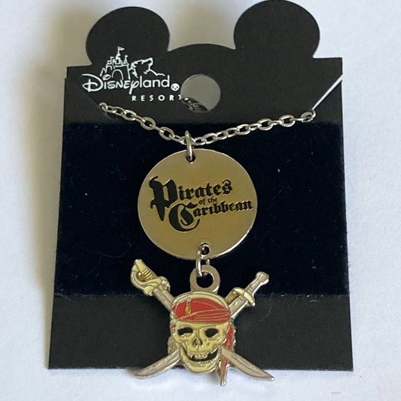 Vintage Disney Pirates of the Caribbean Necklace Charm Skull Crossbones - Picture 3 of 9
